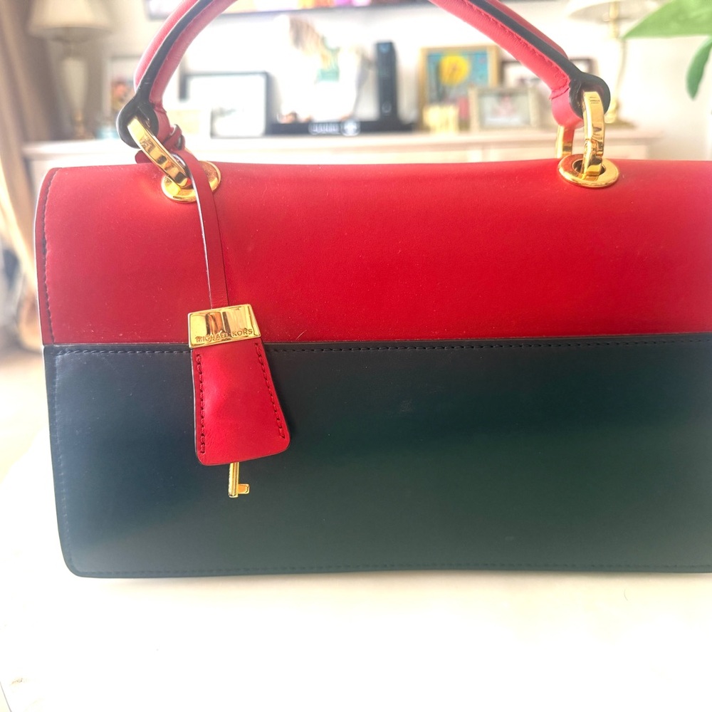 Michael Kors Collection Two-Tone Red and Black Clutch - Picture 4 of 7